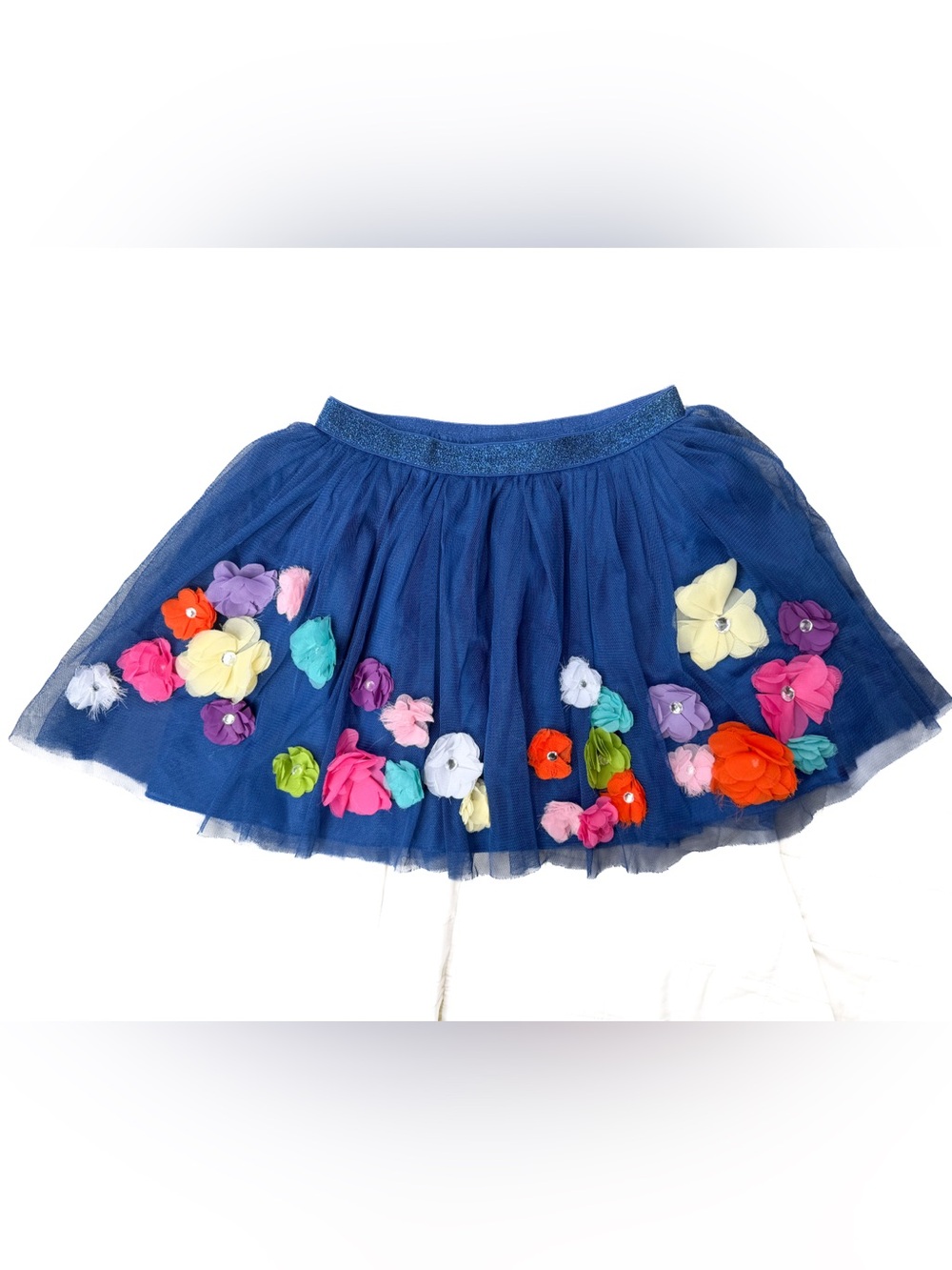 The Childrens Place 10 Blue Tulle Tutu Skirt Flower Appliqué Vintage Fancy Play